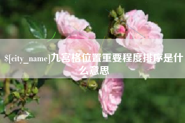 永安九宫格位置重要程度排序是什么意思